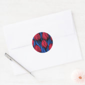 Tulpen in rood en blauw ronde sticker (Envelop)