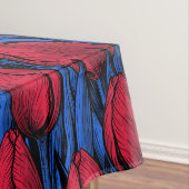 Tulpen in rood en blauw tafelkleed (Voorbeeld)