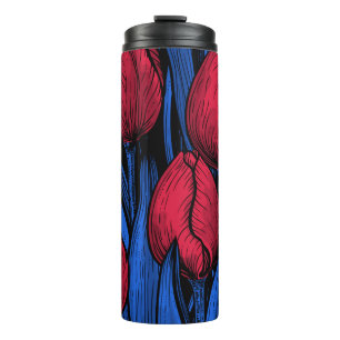 Tulpen in rood en blauw thermosbeker