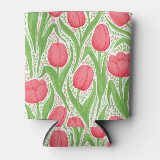 Tulpen in rood en groen blikjeskoeler (Voorkant)