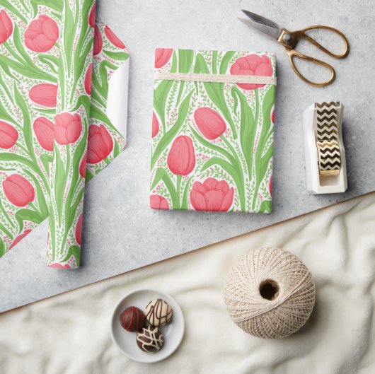 Tulpen in rood en groen cadeaupapier (Crafts)