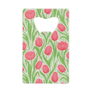Tulpen in rood en groen creditkaart flessenopener