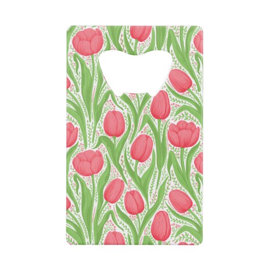 Tulpen in rood en groen creditkaart flessenopener (Voorkant)