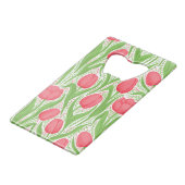 Tulpen in rood en groen creditkaart flessenopener (Achterkant Gekanteld)