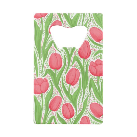 Tulpen in rood en groen creditkaart flessenopener (Achterkant)