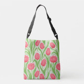 Tulpen in rood en groen crossbody tas (Achterkant)