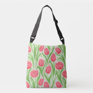 Tulpen in rood en groen crossbody tas