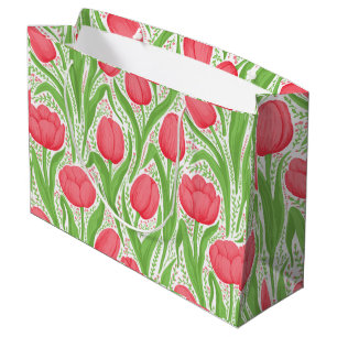 Tulpen in rood en groen groot cadeauzakje