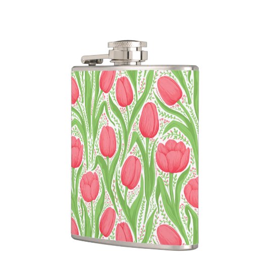 Tulpen in rood en groen heupfles (Links)