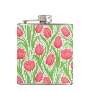 Tulpen in rood en groen heupfles