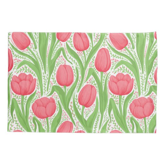 Tulpen in rood en groen kussensloop (Achterkant-Links)