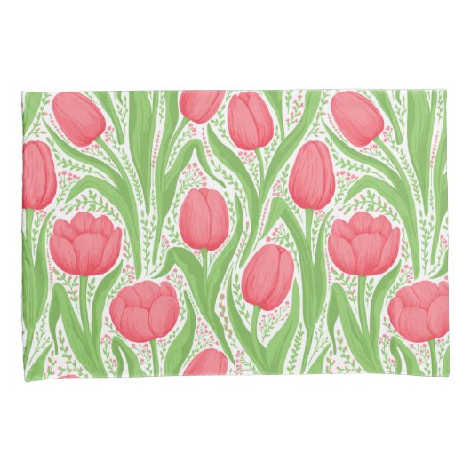 Tulpen in rood en groen kussensloop (Voorkant-Rechts)