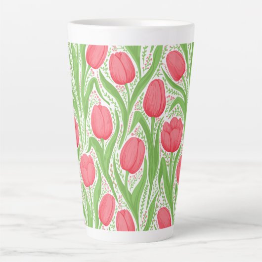 Tulpen in rood en groen latte mok (Voorkant)