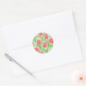 Tulpen in rood en groen ronde sticker (Envelop)