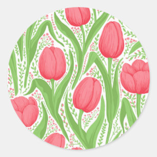 Tulpen in rood en groen ronde sticker