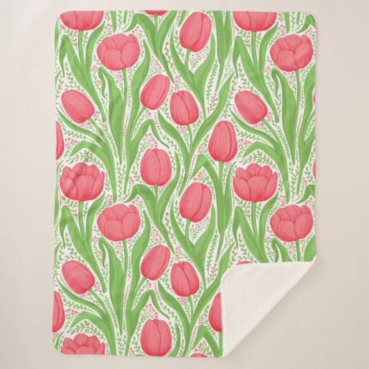 Tulpen in rood en groen sherpa deken (Voorkant)