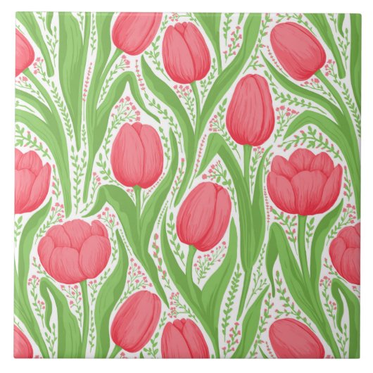 Tulpen in rood en groen tegeltje (Voorkant)