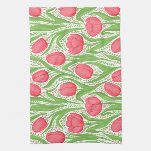 Tulpen in rood en groen theedoek (Verticaal)