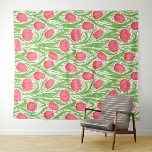 Tulpen in rood en groen wandkleed (In Situ (horizontaal))