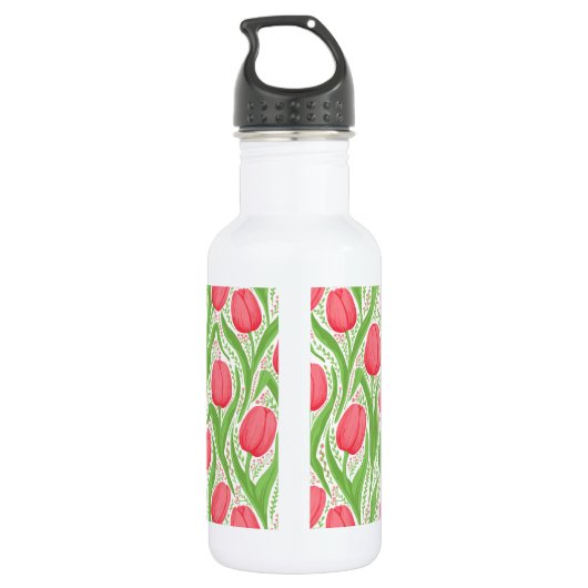 Tulpen in rood en groen waterfles (Achterkant)