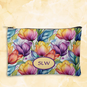 Tulpen in Roze Paars Goud Vintage Alcohol Inkt  Etui