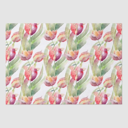 Tulpen in Springtime-Waterverf Tissuepapier (Voorkant)