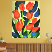Tulpen in sterke kleuren: Rode Floral Canvas Afdruk (Insitu (Woonkamer))