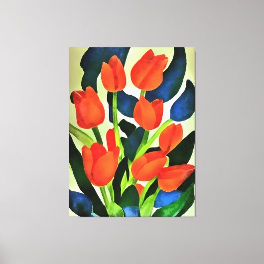 Tulpen in sterke kleuren: Rode Floral Canvas Afdruk (Voorkant)