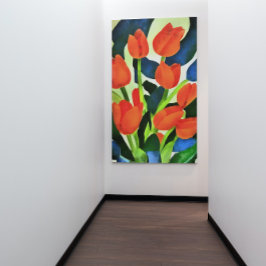 Tulpen in sterke kleuren: Rode Floral Canvas Afdruk