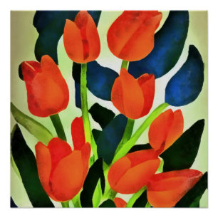 Tulpen in sterke kleuren: Rode Floral Perfect Poster