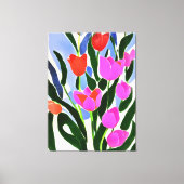 Tulpen in sterke kleuren roze platte kunst canvas afdruk (Voorkant)