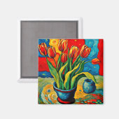 Tulpen in vaas magneet (Voorkant / Achterkant)