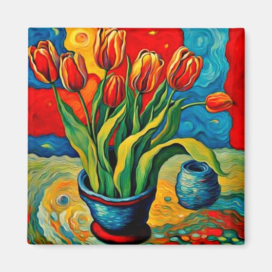 Tulpen in vaas magneet (Voorkant)