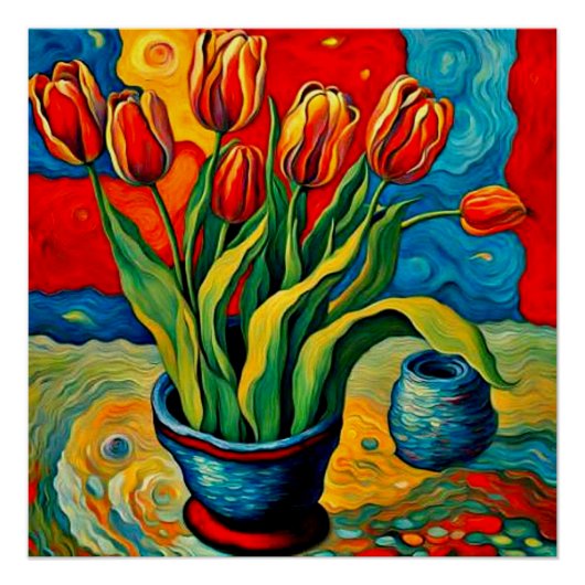 Tulpen in vaas perfect poster (Voorkant)