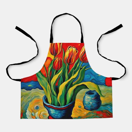 Tulpen in vaas schort (Voorkant)