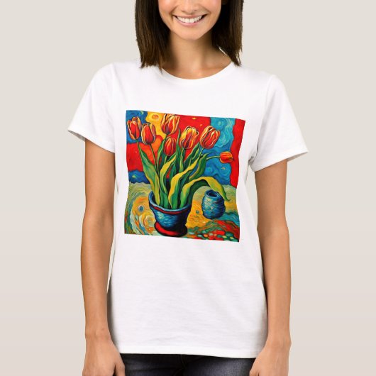 Tulpen in vaas t-shirt (Voorkant)