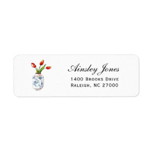 Tulpen in vase Elegant return address label