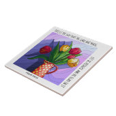 Tulpen in Vase met vers Psalm 118:24 Tegeltje (Zijkant)