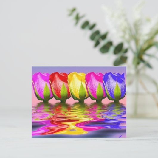 tulpen in water briefkaart (Staand voorkant)