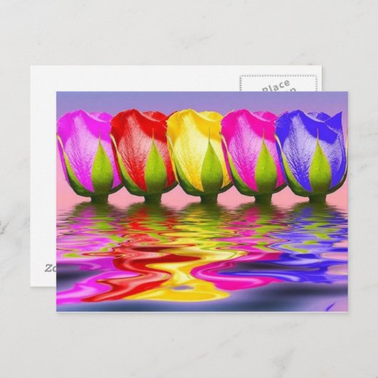 tulpen in water briefkaart (Voorkant / Achterkant)