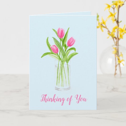 Tulpen in Water Handgeschilderd Aquarel Bloemstuk Kaart (Gele Bloem)