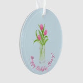 Tulpen in Water Handgeschilderd Aquarel Bloemstuk Ornament (voorkant)
