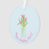 Tulpen in Water Handgeschilderd Aquarel Bloemstuk Ornament (voorkant)
