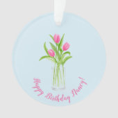 Tulpen in Water Handgeschilderd Aquarel Bloemstuk Ornament (voorkant)