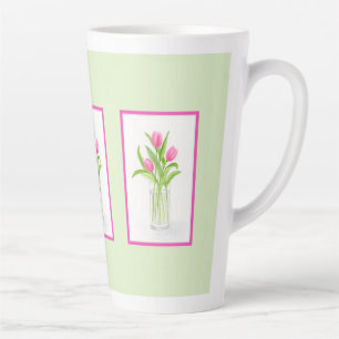 Tulpen in Water Handgeschilderd Aquarel Latte Mok