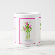 Tulpen in Water Handgeschilderde Waterverf Bloemen