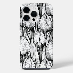 Tulpen in zwart en wit iPhone 14 pro max hoesje