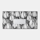 Tulpen in zwart-wit bureaumat (Keyboard & Muis)