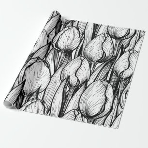 Tulpen in zwart-wit cadeaupapier