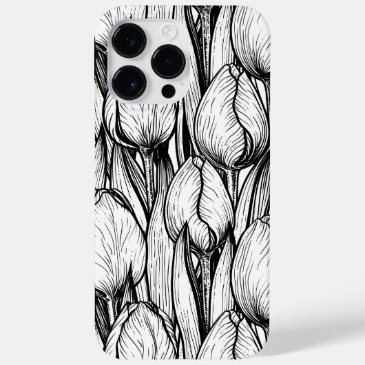 Tulpen in zwart-wit Case-Mate iPhone case (Achterkant)